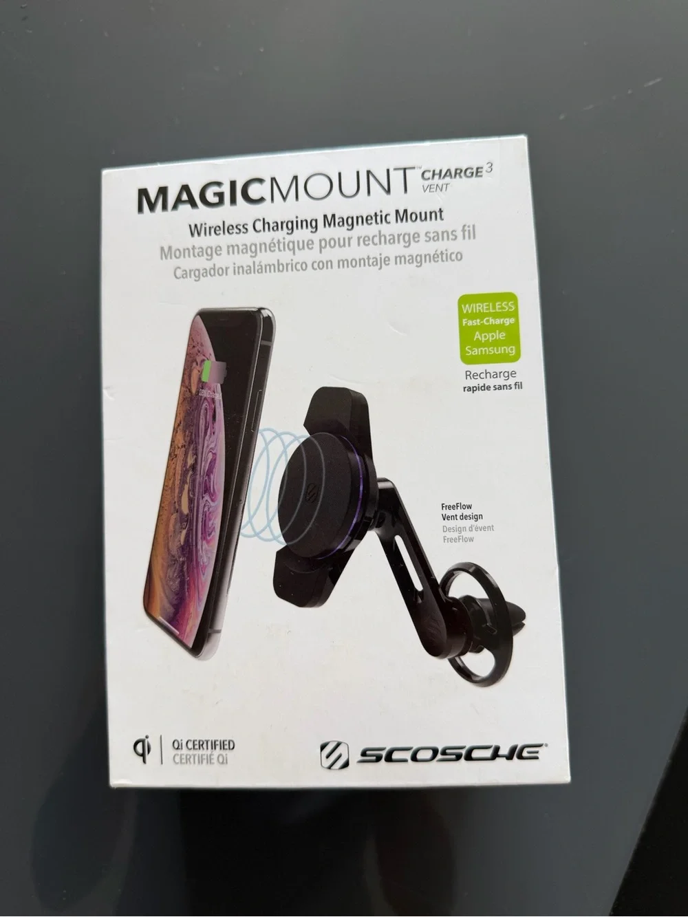 Scosche MagicMount Charge3 Wireless Magnetic Vent Charger - Black
